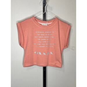 Paper Crane The Beatles Blackbird Lyrics Coral Pink Short Sleeve Crewneck Tee S